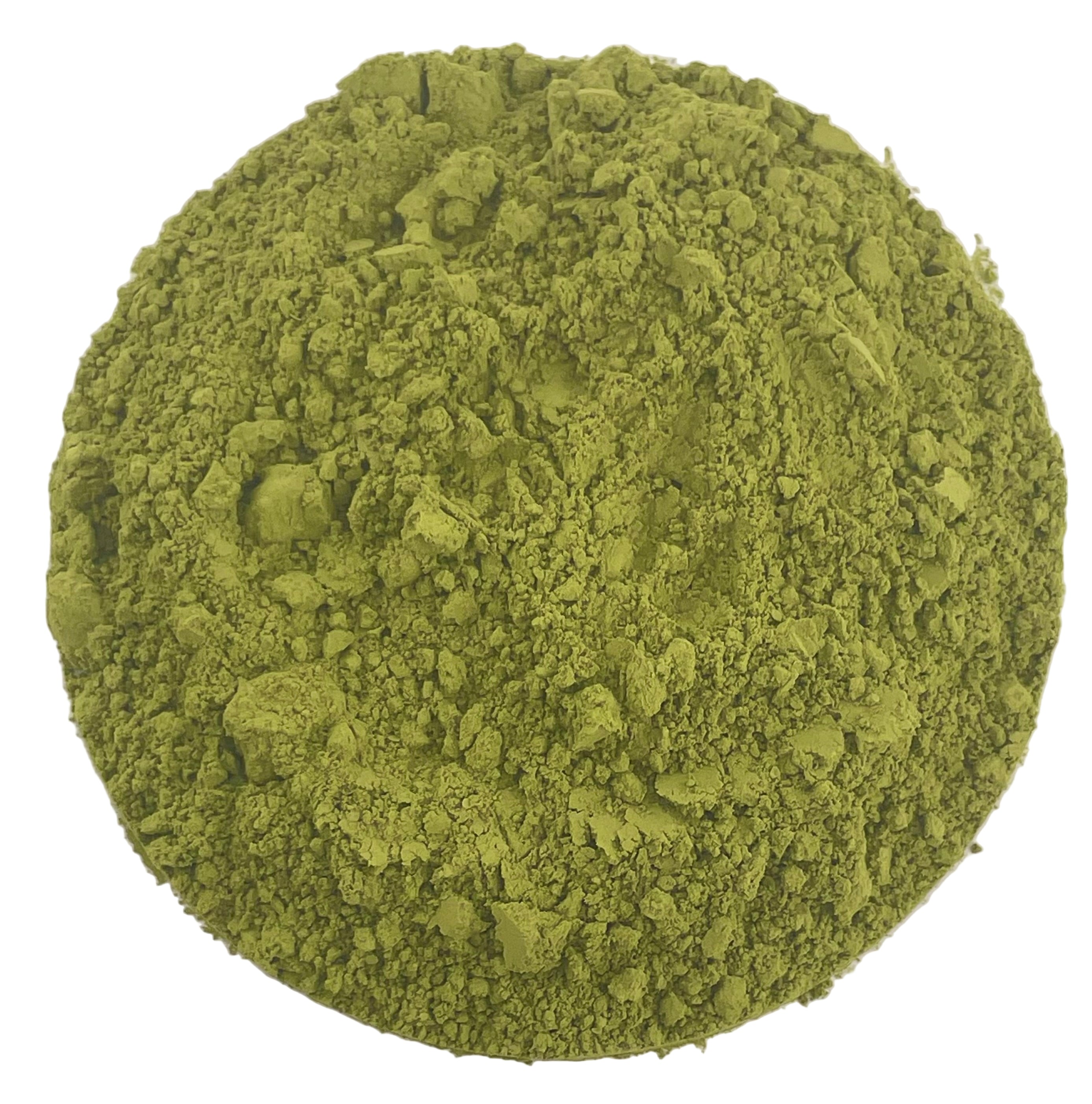 Green powder on a white background